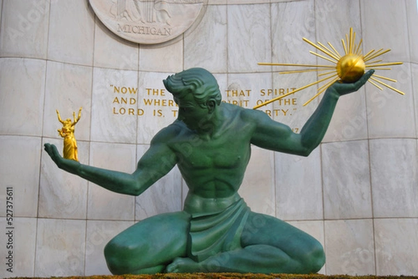 Obraz Spirit of Detroit statue in downtown Detroit. Iconic symbol of largest city in Michigan. Picture taken in December 2019