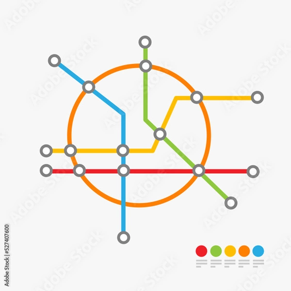 Obraz Underground Circle Metro Map or Subway Transportation Scheme. Vector