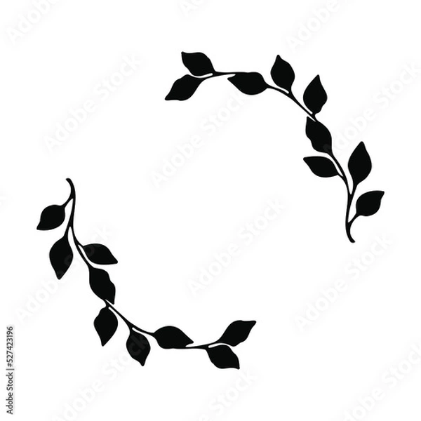 Fototapeta Branches vector frame. Hand drawn Floral wreath with leaves. Decorative elements for design.