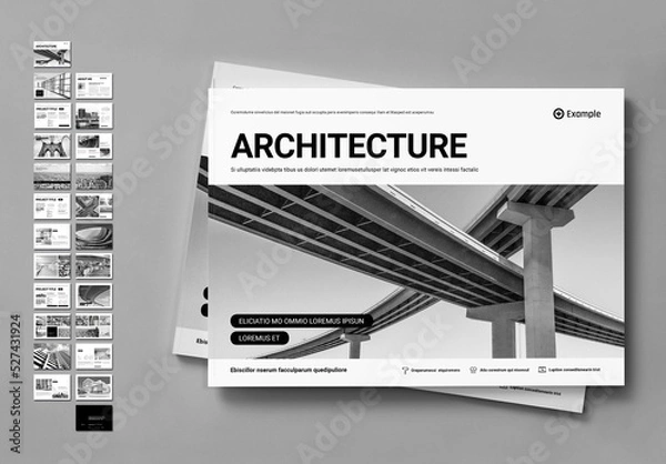 Obraz Portfolio agencji architektury krajobrazu w kolorze czarno -białym