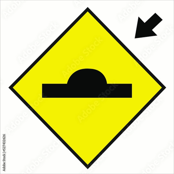 Obraz Spine in vector format. Bump Alert on the track. Vector with a black arrow indicating the existence of a ripple.