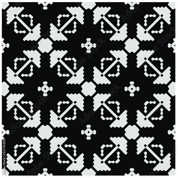 Fototapeta Design seamless monochrome geometric pattern. Abstract background. Vector art.Perfect for site backdrop, wrapping paper, wallpaper, textile and surface design. 