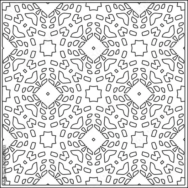 Obraz Vector pattern with symmetrical elements . Repeating geometric tiles from striped elements.Monochrome texture.Black and 
white pattern for wallpapers and backgrounds.line art.