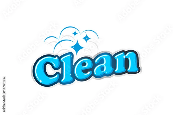Fototapeta Clean logo sticker vector text clean design modern minimalist wash water buble illustration