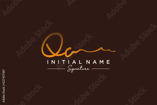 Fototapeta Initial QO signature logo template vector. Hand drawn Calligraphy lettering Vector illustration.