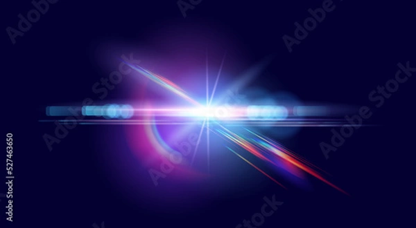 Obraz Futuristic transparent  light lens flare effect. Vector illustraton