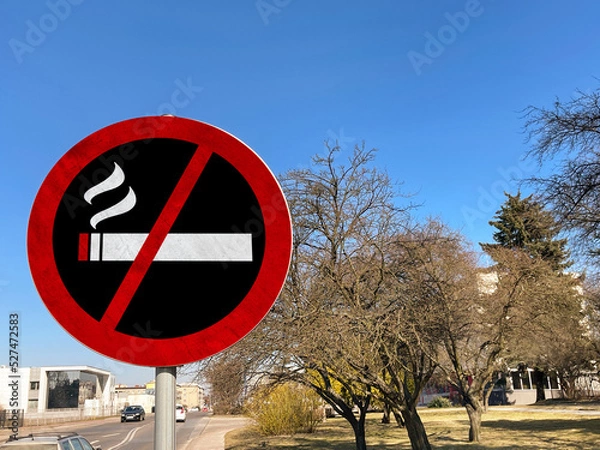 Obraz Sign No Smoking outdoors on sunny day, space for text