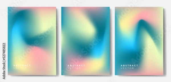 Fototapeta Fluid gradient cover backgrounds vector set with modern abstract blurred light color Modern wallpaper design for presentation, posters, cover, website and banner