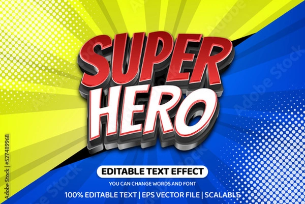 Fototapeta Superhero Cartoon comic 3d style Editable text effect