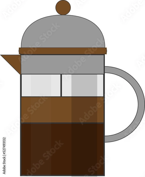 Fototapeta Coffee maker and machine vector icons.Cartoon coffee pot and espresso machine with cup and mug, french press, drip, pour over and turkish cezve, aeropress, moka pot and single serve machine
