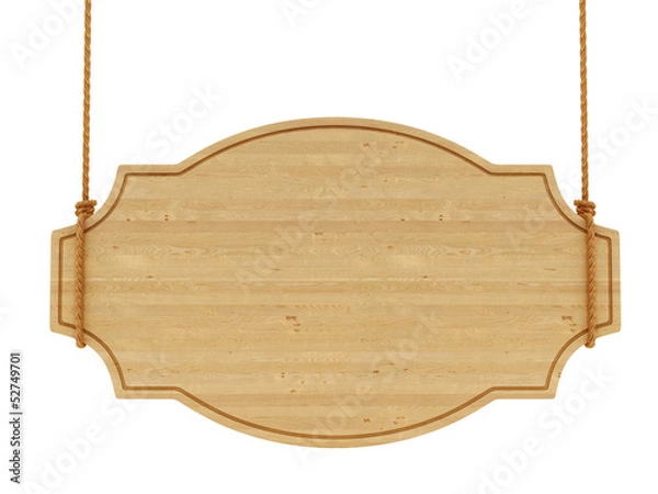 Obraz render of a wood sign, isolated on white