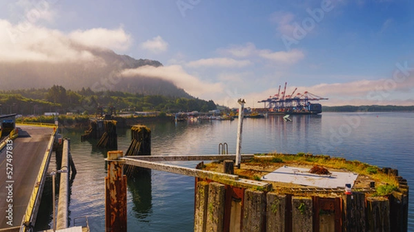 Fototapeta Morning departure from ferry terminal at Prince Rupert, BC.