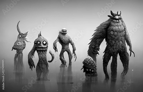 Obraz cg-illpop comical monsters.