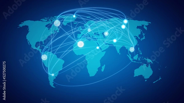 Obraz Globalization and communication concept. Earth and luminous rays. 3d rendering