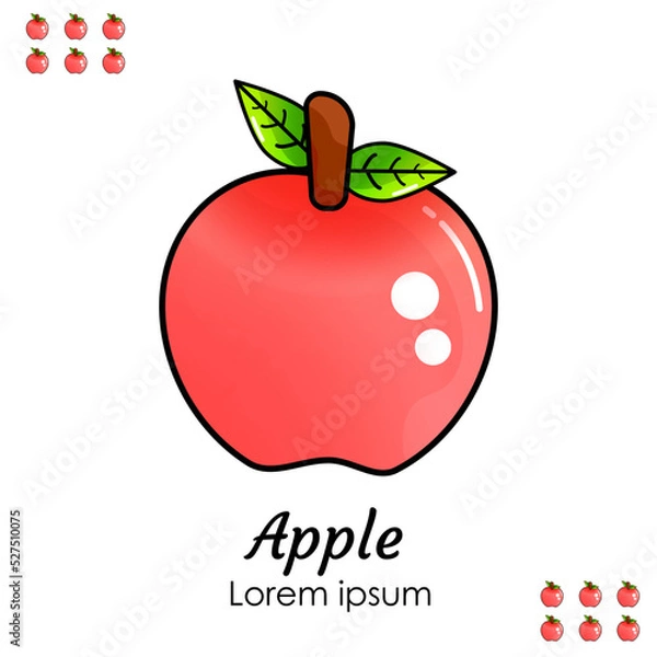 Fototapeta realistic shiny apple fruit vectordesign with cute and cartoon style