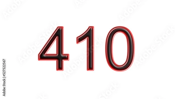Obraz red 410 number 3d effect white background