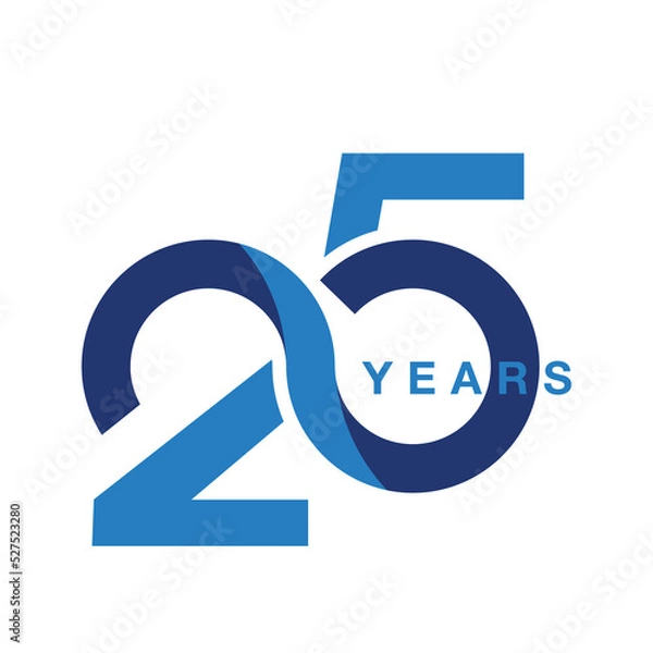 Obraz 25 years anniversary silver jubilee seamless infinity logo icon unit blue