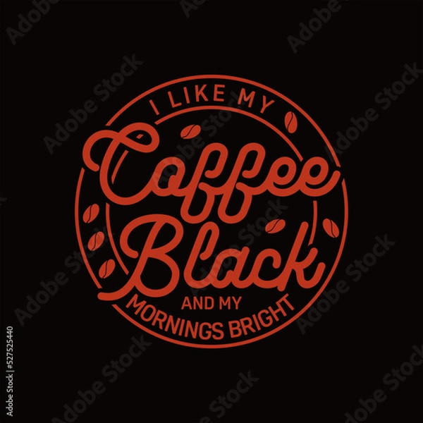 Fototapeta Coffee Black Script Text art Badge for Print or sticker idea