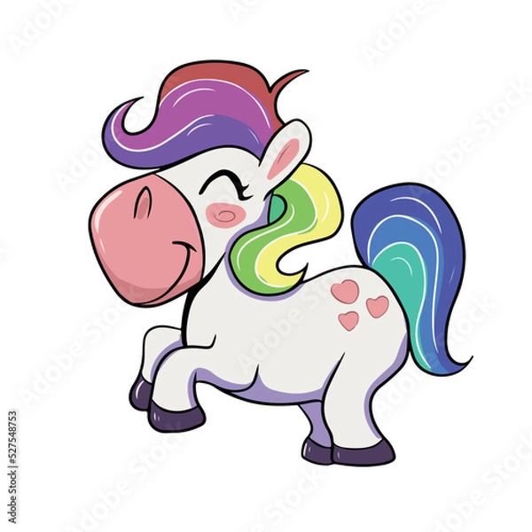 Obraz Vector children's drawing, hand-drawn on a white isolated background, funny unicorn for banners, postcards, stickers