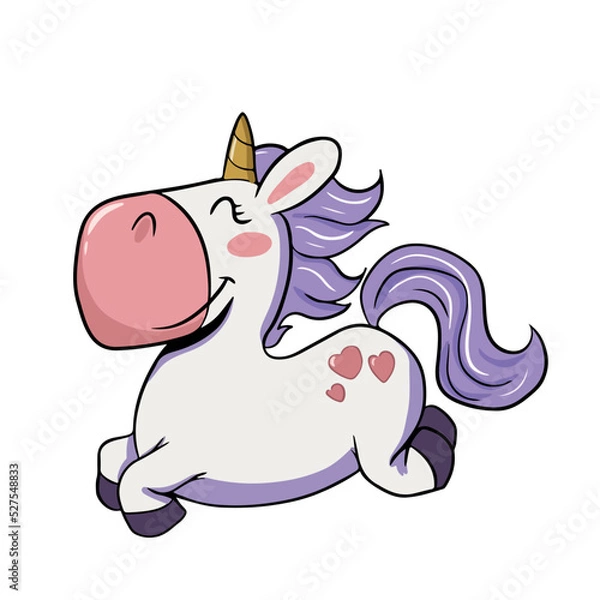 Obraz Vector children's drawing, hand-drawn on a white isolated background, funny unicorn for banners, postcards, stickers