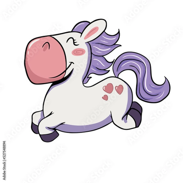 Obraz Vector children's drawing, hand-drawn on a white isolated background, funny unicorn for banners, postcards, stickers