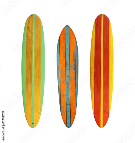 Fototapeta Vintage wood surfboard isolated for object, retro styles.