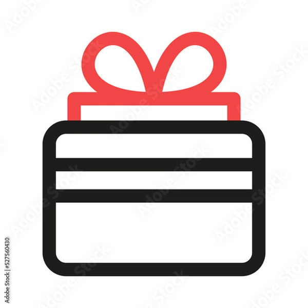Fototapeta Bonus card icon. Gift credit card with gift box, vector illustration
