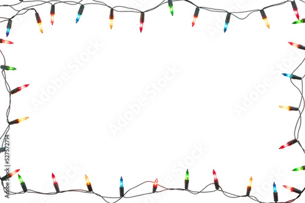 Fototapeta Christmas lights bulb frame decoration. isolated for design