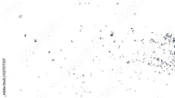 Obraz Cracked Glass, Broken Glass with debris in 3d rendering isolated design. PNG alpha channel