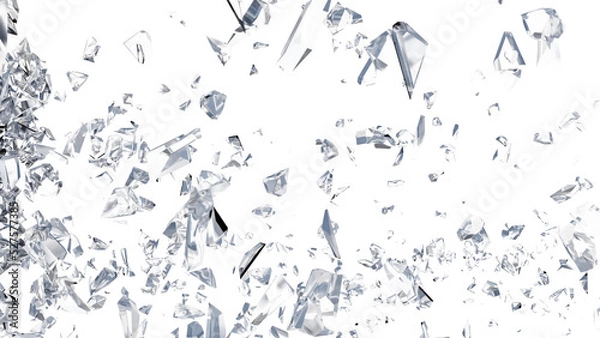 Obraz Cracked Glass, Broken Glass with debris in 3d rendering isolated design. PNG alpha channel