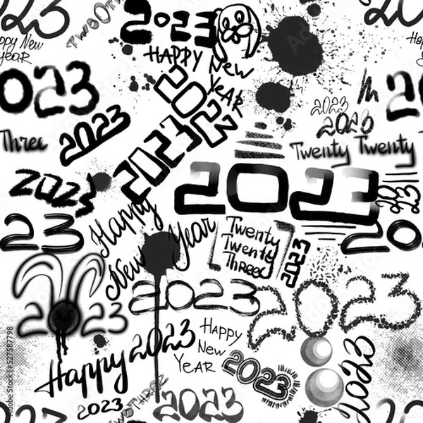 Fototapeta Graffity seamless pattern of New Year 2023