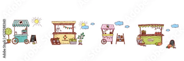 Fototapeta Street counters. Hand drawn cute vector set