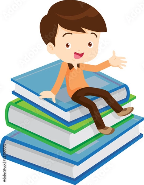Fototapeta Back to school, happy Pupils children learning computer reading books concept