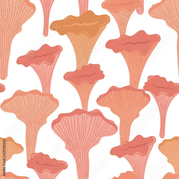 Obraz cute different mushrooms with Chanterelle. seamless pattern