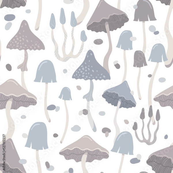 Obraz cute different mushrooms with Toadstool. seamless pattern