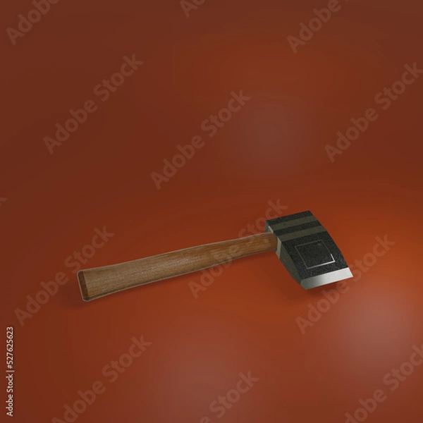 Fototapeta 3d image render of an ax, ax use in a woodworking magazine, 3d illustration 3D illustration, 3D rendering