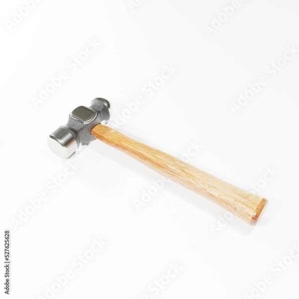 Fototapeta a 3D illustration 3D rendering of a wooden hammer, with an iron head and polished wood