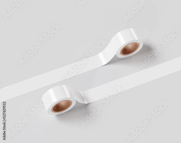 Obraz The roll tape mockup, White roll sticker, 3d rendering, 3d render