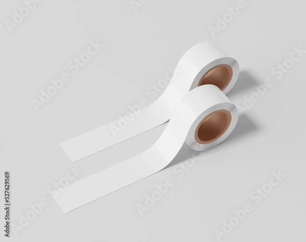 Obraz The roll tape mockup, White roll sticker, 3d rendering, 3d render