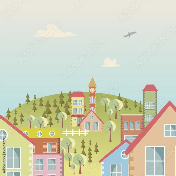 Fototapeta seamless Vector cartoon town 2.