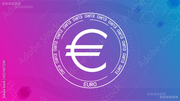 Fototapeta Digital banner with Euro EUR sign. Background with currency sign.
