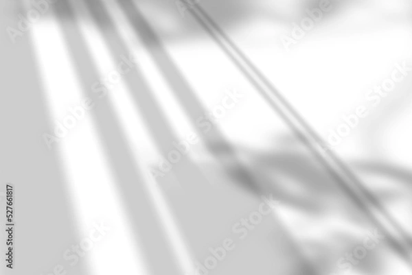 Fototapeta Abstract shadow and striped diagonal light background on white wall from window, architecture dark gray and sunshine diagonal geometric effect overlay for backdrop and mockup design.