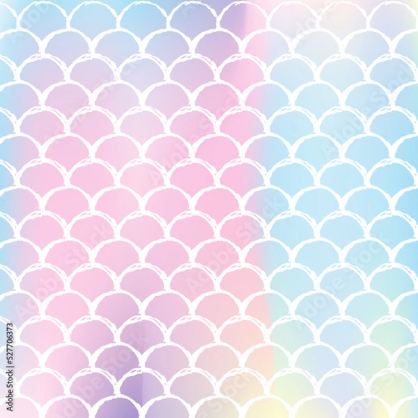 Fototapeta Holographic scale background with gradient mermaid.