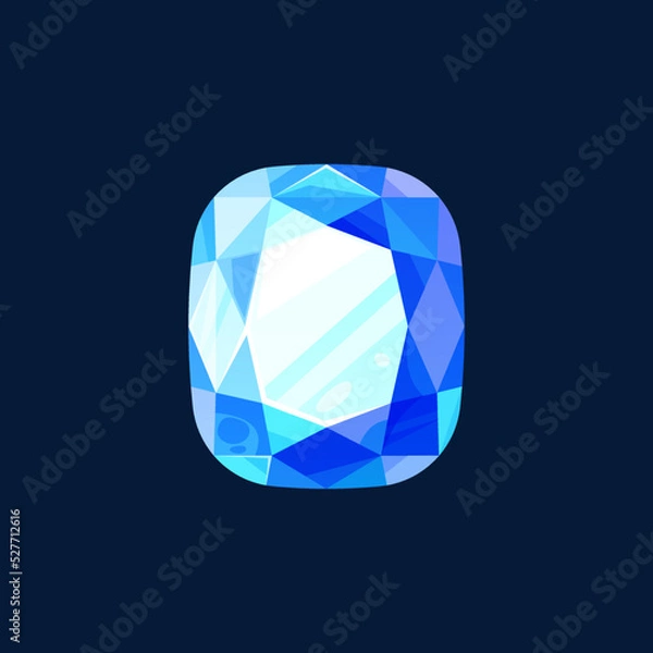 Fototapeta Quarts blue gemstone, opal wedding ring decorative element isolated. Vector jewelry precious stone or organic semiprecious gem, crystalline sapphire, ui game design element. Apatite moonstone