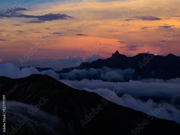 Obraz 槍ヶ岳　夕焼け