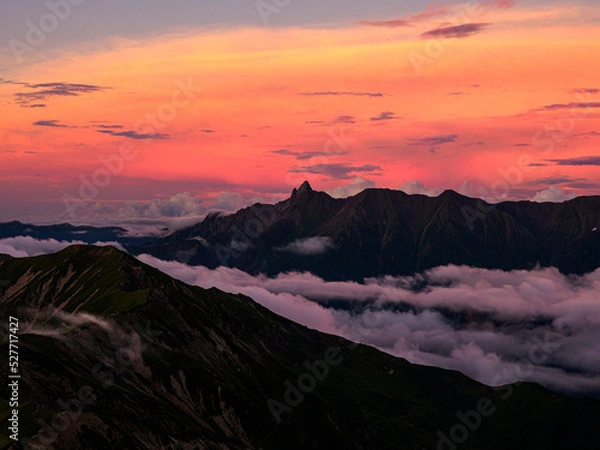 Obraz 槍ヶ岳夕焼け