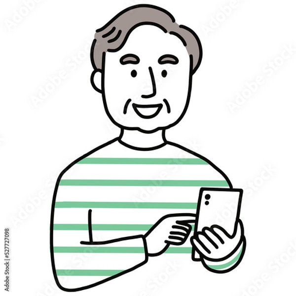 Obraz スマートフォンを使う年配男性