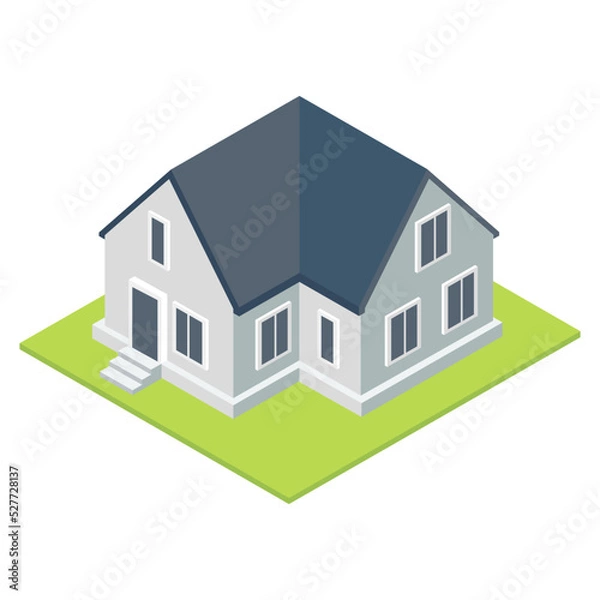 Fototapeta Isometric design of a private house. Isometric buildings set. Vector illustration Urban and Rural Houses collection