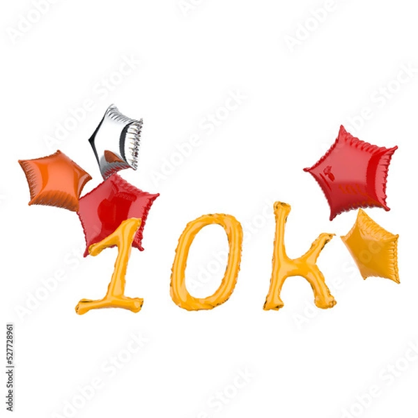 Fototapeta 3D rendering Anniversary Birthday invitation template with realistic balloons