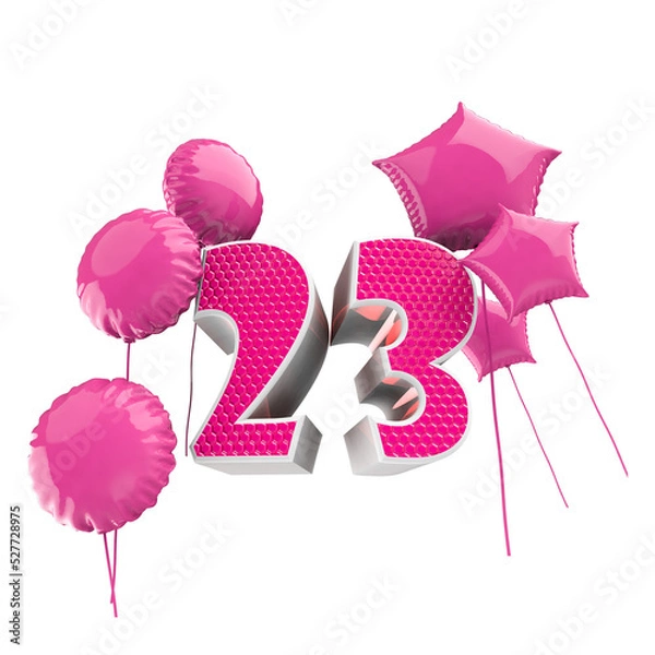 Fototapeta 3D rendering Anniversary Birthday invitation template with realistic balloons